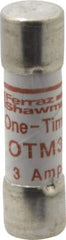 Ferraz Shawmut - 250 VAC, 3 Amp, Fast-Acting General Purpose Fuse - Clip Mount, 1-1/2" OAL, 10 at AC kA Rating, 13/32" Diam - Americas Industrial Supply