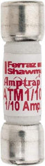 Ferraz Shawmut - 600 VAC/VDC, 0.1 Amp, Fast-Acting General Purpose Fuse - Clip Mount, 1-1/2" OAL, 100 at AC/DC kA Rating, 13/32" Diam - Americas Industrial Supply