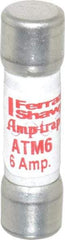 Ferraz Shawmut - 600 VAC/VDC, 6 Amp, Fast-Acting General Purpose Fuse - Clip Mount, 1-1/2" OAL, 100 at AC/DC kA Rating, 13/32" Diam - Americas Industrial Supply