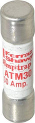 Ferraz Shawmut - 600 VAC/VDC, 30 Amp, Fast-Acting Midget Fuse - Clip Mount, 1-1/2" OAL, 100 at AC/DC kA Rating, 13/32" Diam - Americas Industrial Supply