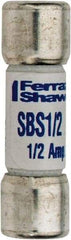 Ferraz Shawmut - 600 VAC, 0.5 Amp, Fast-Acting General Purpose Fuse - Clip Mount, 1-3/8" OAL, 100 at AC kA Rating, 13/32" Diam - Americas Industrial Supply