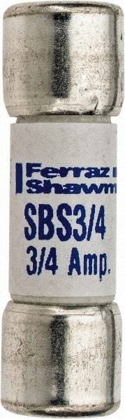 Ferraz Shawmut - 600 VAC, 0.75 Amp, Fast-Acting Ferrule Fuse - Clip Mount, 1-3/8" OAL, 100 at AC kA Rating, 13/32" Diam - Americas Industrial Supply