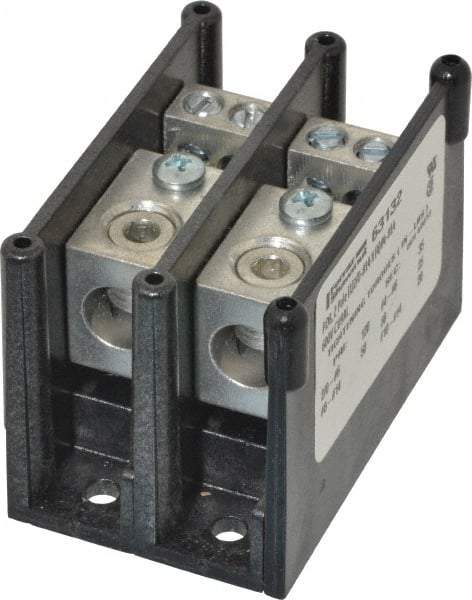 Ferraz Shawmut - 2 Poles, 135 Amp, 2/0-14 AWG Primary, 4-14 AWG Secondary, Polycarbonate Power Distribution Block - 1000 VAC/VDC, 1 Primary Connection, 1.98 Inch Long x 3.08 Inch Deep x 2.81 Inch High - Americas Industrial Supply