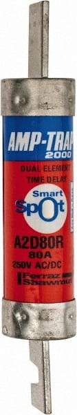 Ferraz Shawmut - 250 VAC/VDC, 80 Amp, Time Delay General Purpose Fuse - Clip Mount, 5-7/8" OAL, 100 at DC, 200 at AC kA Rating, 1-1/16" Diam - Americas Industrial Supply