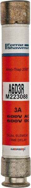 Ferraz Shawmut - 600 VAC/VDC, 3 Amp, Time Delay General Purpose Fuse - Clip Mount, 127mm OAL, 100 at DC, 200 at AC kA Rating, 13/16" Diam - Americas Industrial Supply