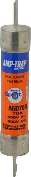 Ferraz Shawmut - 600 VAC/VDC, 70 Amp, Time Delay General Purpose Fuse - Clip Mount, 7-7/8" OAL, 100 at DC, 200 at AC kA Rating, 1-5/16" Diam - Americas Industrial Supply