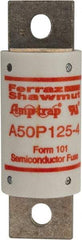 Ferraz Shawmut - 450 VDC, 500 VAC, 125 Amp, Fast-Acting Semiconductor/High Speed Fuse - Bolt-on Mount, 3-5/8" OAL, 100 at AC, 79 at DC kA Rating, 31mm Diam - Americas Industrial Supply