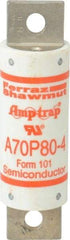 Ferraz Shawmut - 650 VDC, 700 VAC, 80 Amp, Fast-Acting Semiconductor/High Speed Fuse - Bolt-on Mount, 4-3/8" OAL, 100 at AC/DC kA Rating, 31mm Diam - Americas Industrial Supply