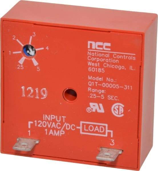 NCC - 2 Pin, Time Delay Relay - 1 at Resistive or Inductive Load Contact Amp, 120 VAC/VDC, On Board Trimpot - Americas Industrial Supply