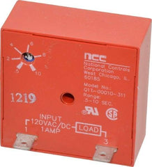 NCC - 2 Pin, Time Delay Relay - 1 at Resistive or Inductive Load Contact Amp, 120 VAC/VDC, On Board Trimpot - Americas Industrial Supply