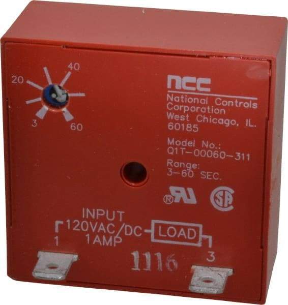 NCC - 2 Pin, Time Delay Relay - 1 at Resistive or Inductive Load Contact Amp, 120 VAC/VDC, On Board Trimpot - Americas Industrial Supply