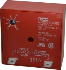 NCC - 2 Pin, Time Delay Relay - 1 at Resistive or Inductive Load Contact Amp, 120 VAC/VDC, On Board Trimpot - Americas Industrial Supply