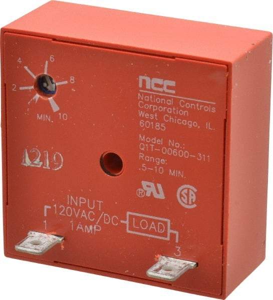 NCC - 2 Pin, Time Delay Relay - 1 at Resistive or Inductive Load Contact Amp, 120 VAC/VDC, On Board Trimpot - Americas Industrial Supply