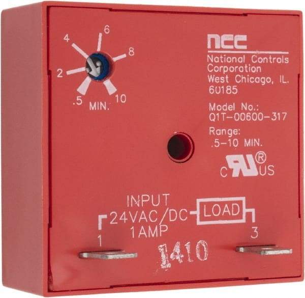 NCC - 2 Pin, Time Delay Relay - 1 at Resistive or Inductive Load Contact Amp, 24 VAC/VDC, On Board Trimpot - Americas Industrial Supply