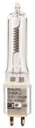 Philips - 1,000 Watt, 120 Volt, Halogen Miniature & Specialty T3 Lamp - Medium Bi-Pin Base, 750 to 1599 Equivalent Range, Neutral (3,000 to 3,699), 2-1/8" OAL - Americas Industrial Supply