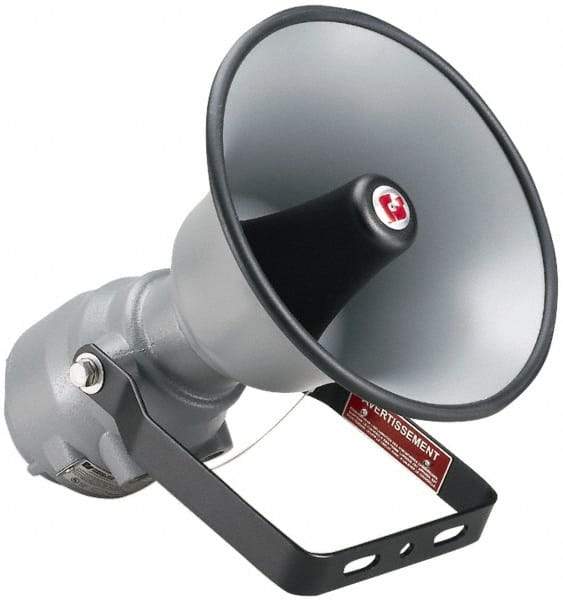 Federal Signal Corp - 15 Max Watt, 13.1 Inch Diameter, Round Aluminum Explosion Proof Horn and Speaker - Weather and Waterproof, 16.3 Inch Deep, Includes 25, 70 Volt Transformer - Americas Industrial Supply