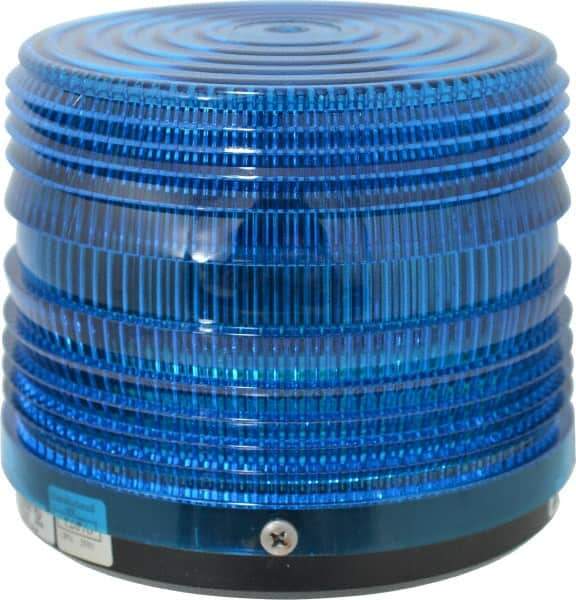 Federal Signal Corp - 120 VAC, 3R NEMA Rated, Strobe Tube, Blue, Strobe Light - 80 Flashes per min, 1/2 Inch Pipe, 5-1/2 Inch Diameter, 5-1/4 Inch High, IP66 Ingress Rating, Pipe Mount - Americas Industrial Supply