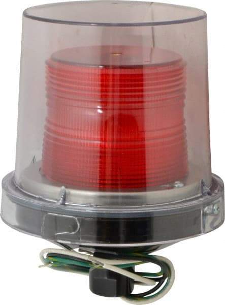 Federal Signal Corp - 120 VAC, 4X NEMA Rated, Strobe Tube, Red, Strobe Light - 80 Flashes per min, 1/2 Inch Pipe, 5-1/2 Inch Diameter, 7-1/4 Inch High, IP66 Ingress Rating, Pipe Mount - Americas Industrial Supply