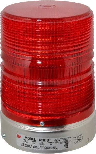Federal Signal Corp - 120 VAC, 3R NEMA Rated, Strobe Tube, Red, Double Flash Strobe Light - 80 Flashes per min, 1/2 Inch Pipe, 5-11/16 Inch Diameter, 8-1/2 Inch High, IP45 Ingress Rating, Pipe Mount - Americas Industrial Supply