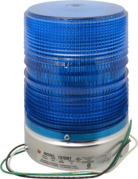 Federal Signal Corp - 120 VAC, 3R NEMA Rated, Strobe Tube, Blue, Double Flash Strobe Light - 80 Flashes per min, 1/2 Inch Pipe, 5-11/16 Inch Diameter, 8-1/2 Inch High, IP45 Ingress Rating, Pipe Mount - Americas Industrial Supply