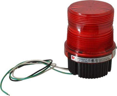 Federal Signal Corp - 120 VAC, 4X NEMA Rated, Strobe Tube, Red, Single Flash Strobe Light - 90 Flashes per min, 1/2 Inch Pipe, 3-15/16 Inch Diameter, 5-1/4 Inch High, IP66 Ingress Rating, Pipe Mount, Surface Mount - Americas Industrial Supply