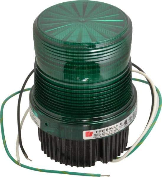 Federal Signal Corp - 120 VAC, 4X NEMA Rated, Strobe Tube, Green, Single Flash Strobe Light - 90 Flashes per min, 1/2 Inch Pipe, 3-15/16 Inch Diameter, 5-1/4 Inch High, IP66 Ingress Rating, Pipe Mount, Surface Mount - Americas Industrial Supply