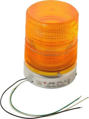 Federal Signal Corp - 120 VAC, 3R NEMA Rated, Strobe Tube, Amber, Single Flash Strobe Light - 80 Flashes per min, 1/2 Inch Pipe, 5.7 Inch Diameter, 8-1/2 Inch High, IP45 Ingress Rating, Pipe Mount - Americas Industrial Supply
