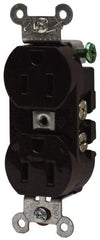 Hubbell Wiring Device-Kellems - 125 VAC, 15 Amp, 5-15R NEMA Configuration, Brown, Specification Grade, Self Grounding Duplex Receptacle - 1 Phase, 2 Poles, 3 Wire, Flush Mount - Americas Industrial Supply