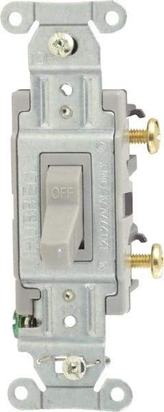 Hubbell Wiring Device-Kellems - 1 Pole, 120 to 277 VAC, 15 Amp, Commercial Grade, Toggle, Wall and Dimmer Light Switch - 4-1/16 Inch High - Americas Industrial Supply