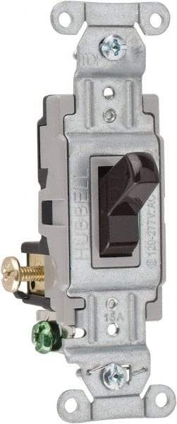 Hubbell Wiring Device-Kellems - 3 Pole, 120 to 277 VAC, 15 Amp, Commercial Grade, Toggle, Wall and Dimmer Light Switch - 4-1/16 Inch High - Americas Industrial Supply