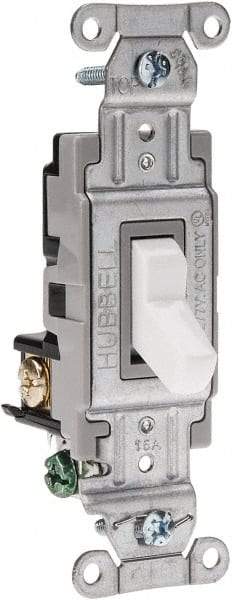 Hubbell Wiring Device-Kellems - 3 Pole, 120 to 277 VAC, 15 Amp, Commercial Grade, Toggle, Wall and Dimmer Light Switch - 4-1/16 Inch High - Americas Industrial Supply