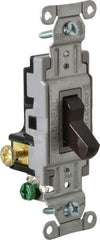 Hubbell Wiring Device-Kellems - 3 Pole, 120 to 277 VAC, 20 Amp, Commercial Grade, Toggle, Wall and Dimmer Light Switch - 4-1/16 Inch High - Americas Industrial Supply