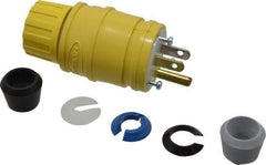 Hubbell Wiring Device-Kellems - 125 VAC, 15 Amp, 5-15P NEMA, Straight, Self Grounding, Commercial Grade Plug - 2 Pole, 3 Wire, 1 Phase, 1/2 hp, Thermoplastic, Yellow - Americas Industrial Supply