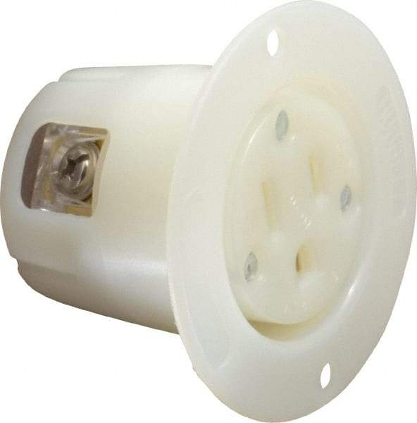 Hubbell Wiring Device-Kellems - 125 VAC, 20 Amp, 5-20R NEMA Configuration, White, Industrial Grade, Self Grounding Single Receptacle - 1 Phase, 2 Poles, 3 Wire, Flush Mount - Americas Industrial Supply