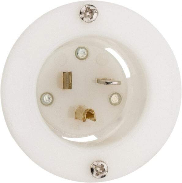 Hubbell Wiring Device-Kellems - 125 VAC, 20 Amp, 5-20P NEMA Configuration, White, Industrial Grade, Self Grounding Single Receptacle - 1 Phase, 2 Poles, 3 Wire, Flush Mount - Americas Industrial Supply