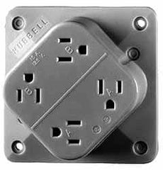 Hubbell Wiring Device-Kellems - 125 VAC, 15 Amp, 5-15R NEMA Configuration, Brown, Hospital Grade, Self Grounding Fourplex Receptacle - 1 Phase, 2 Poles, 3 Wire, Flush Mount, Impact Resistant - Americas Industrial Supply