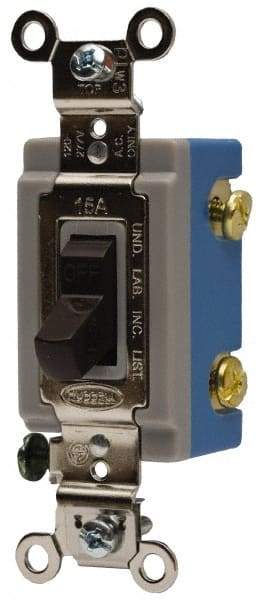 Hubbell Wiring Device-Kellems - 3 Pole, 120 to 277 VAC, 20 Amp, Industrial Grade, Toggle, Wall and Dimmer Light Switch - 1-1/4 Inch Wide x 3.28 Inch High - Americas Industrial Supply