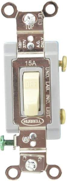 Hubbell Wiring Device-Kellems - 1 Pole, 120 to 277 VAC, 15 Amp, Industrial Grade Toggle, Wall and Dimmer Light Switch - 1-5/16 Inch Wide x 4-1/16 Inch High - Americas Industrial Supply