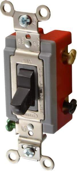 Hubbell Wiring Device-Kellems - 3 Pole, 120 to 277 VAC, 20 Amp, Industrial Grade, Toggle, Wall and Dimmer Light Switch - 1-5/16 Inch Wide x 4-1/16 Inch High - Americas Industrial Supply