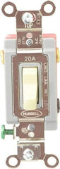 Hubbell Wiring Device-Kellems - 3 Pole, 120 to 277 VAC, 20 Amp, Industrial Grade, Toggle, Wall and Dimmer Light Switch - 1-5/16 Inch Wide x 4-1/16 Inch High - Americas Industrial Supply