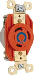 Hubbell Wiring Device-Kellems - 250 VAC, 30 Amp, 6-30R NEMA Configuration, Orange, Industrial Grade, Isolated Ground Single Receptacle - 1 Phase, 2 Poles, 3 Wire, Flush Mount - Americas Industrial Supply