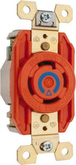 Hubbell Wiring Device-Kellems - 250 VAC, 30 Amp, 15-30R NEMA, Self Grounding Receptacle - 3 Poles, 4 Wire, Female End, Orange - Americas Industrial Supply