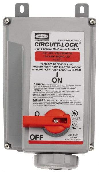 Hubbell Wiring Device-Kellems - 3 Phase, 480 VAC, 30 Amp, 15 hp, 4 Pin Configuration, Interlock Receptacle - 3 Poles, Watertight, IEC 60309, Red - Americas Industrial Supply