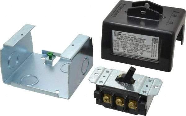 Hubbell Wiring Device-Kellems - 3 Poles, 30 Amp, 1 NEMA, Enclosed Toggle Manual Motor Starter - 100.8mm Wide x 87.1mm Deep x 114.8mm High, 20 hp, CSA Certified, NEMA 1, UL Listed - Americas Industrial Supply