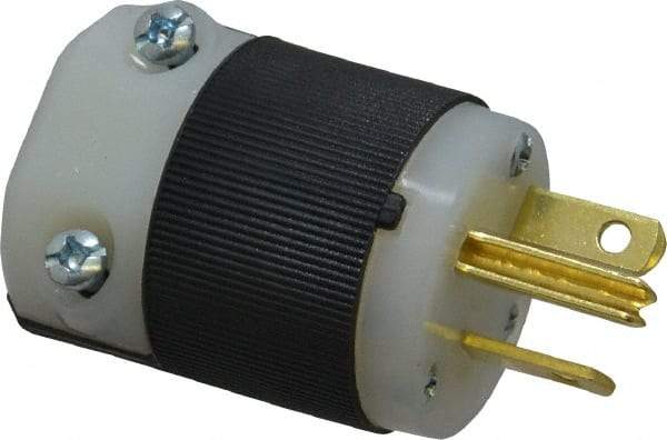 Hubbell Wiring Device-Kellems - 250 VAC, 20 Amp, 6-20P NEMA, Straight, Self Grounding, Commercial, Industrial Grade Plug - 2 Pole, 3 Wire, 1 Phase, 2 hp, Nylon, Black, White - Americas Industrial Supply