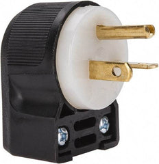 Hubbell Wiring Device-Kellems - 250 VAC, 20 Amp, 6-20P NEMA, Angled, Self Grounding, Commercial, Industrial Grade Plug - 2 Pole, 3 Wire, 1 Phase, 2 hp, Nylon, Black, White - Americas Industrial Supply