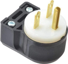 Hubbell Wiring Device-Kellems - 250 VAC, 15 Amp, 6-15P NEMA, Angled, Self Grounding, Commercial, Industrial Grade Plug - 2 Pole, 3 Wire, 1 Phase, 1-1/2 hp, Nylon, Black, White - Americas Industrial Supply