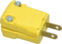 Hubbell Wiring Device-Kellems - 125 VAC, 15 Amp, 1-15P NEMA, Valise, Ungrounded, Commercial, Industrial Grade Plug - 2 Pole, 2 Wire, 1 Phase, 1/2 hp, Nylon, Yellow - Americas Industrial Supply