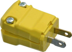 Hubbell Wiring Device-Kellems - 125 VAC, 15 Amp, 1-15P NEMA, Valise, Ungrounded, Commercial, Industrial Grade Plug - 2 Pole, 2 Wire, 1 Phase, 1/2 hp, Nylon, Yellow - Americas Industrial Supply