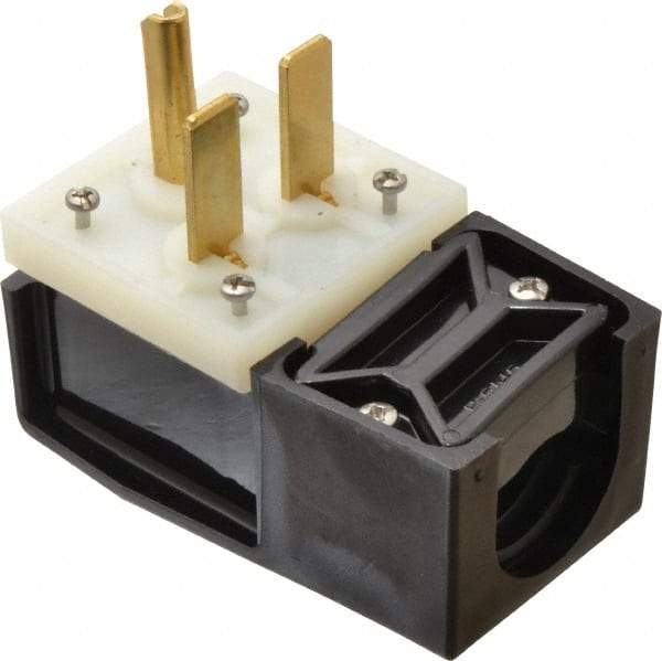 Hubbell Wiring Device-Kellems - 250 VAC, 30 Amp, 6-30P NEMA, Angled, Self Grounding, Commercial, Industrial Grade Plug - 2 Pole, 3 Wire, 1 Phase, 2 hp, Nylon, Black, White - Americas Industrial Supply